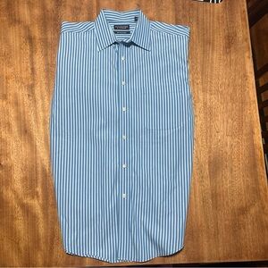 Roundtree & Yorke Blue and White Striped Shirt